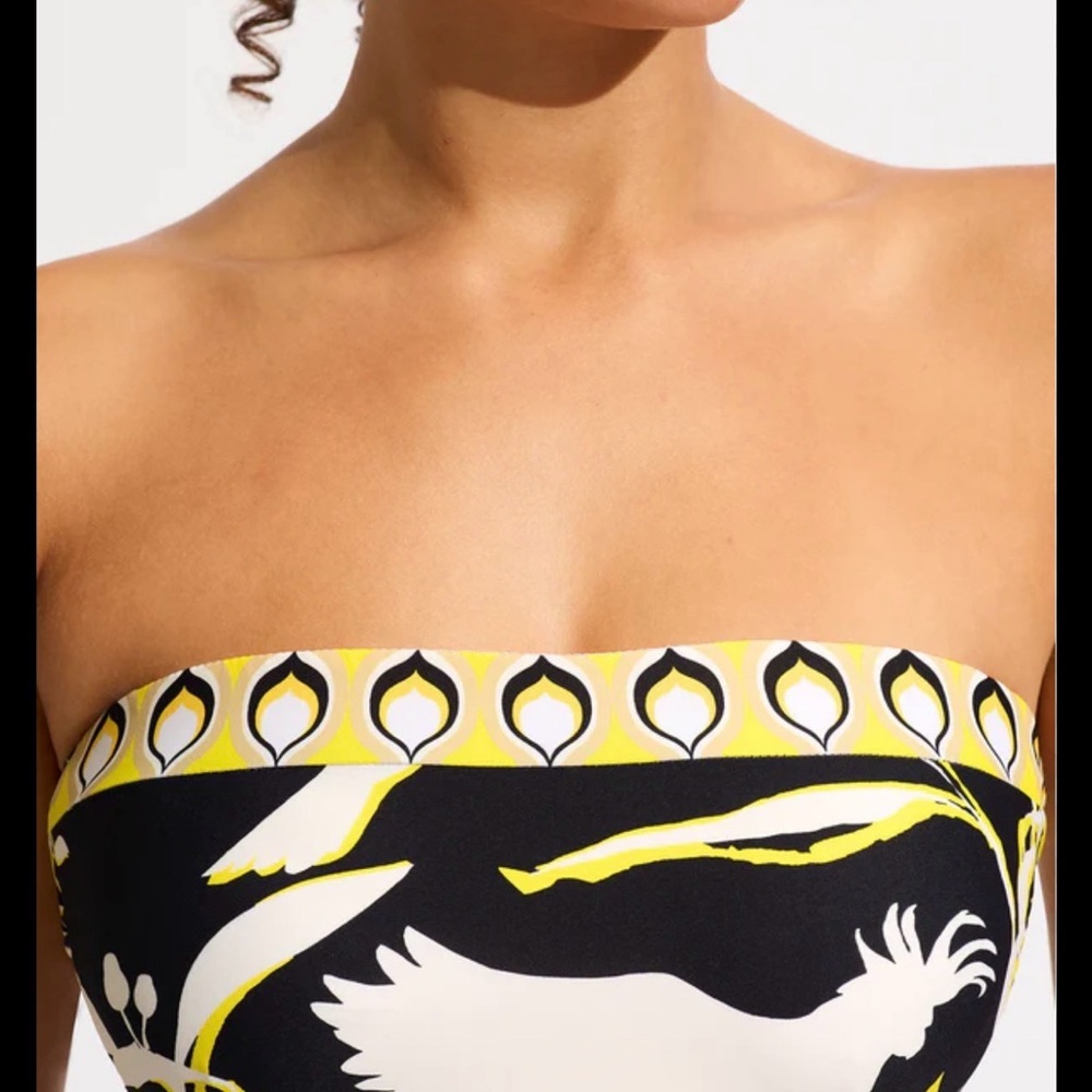 NWT Seafolly Birds of Paradise DD Bandeau One Piece US SIZE 6 - Picture 2 of 10